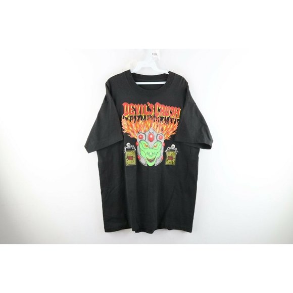 Vintage 90s Mens XL Devils Crush Turbo Grafx 16 Video Game Spell Out T-Shirt USA